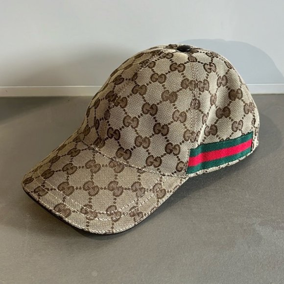 Gucci Natural Monogram Striped-Trim Woven Baseball Cap main image 8
